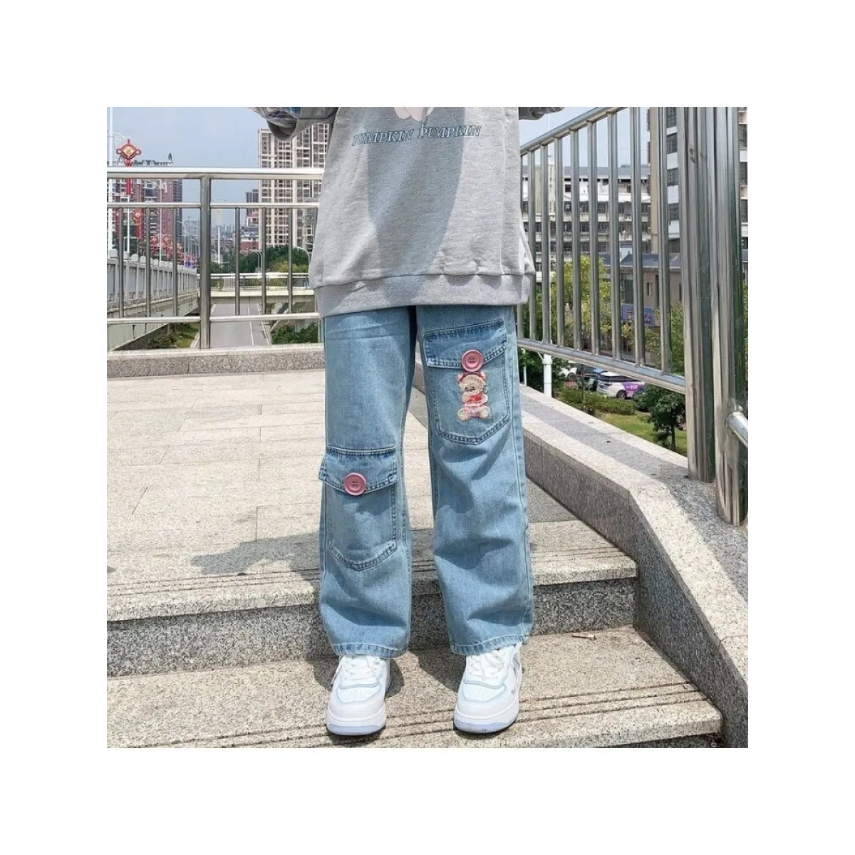 Japan Preppy Style Denim Trousers - Bottoms - 1