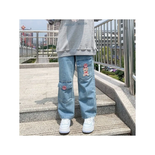 Japan Preppy Style Denim Trousers - Bottoms - 1
