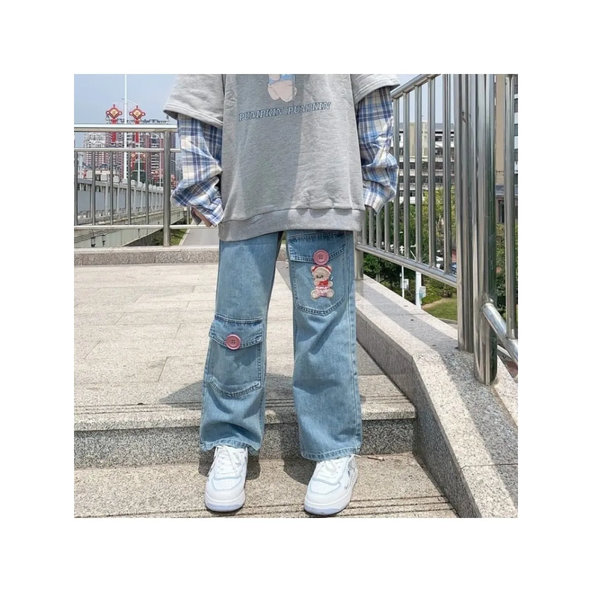 Japan Preppy Style Denim Trousers - Bottoms - 7