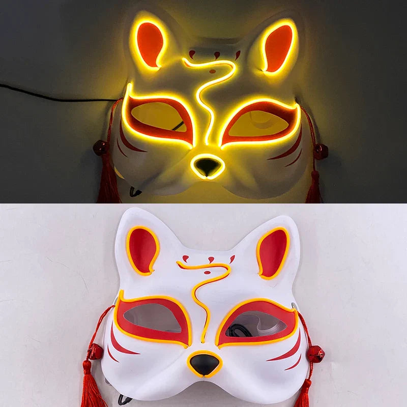 Luminous LED Japanese Fox Mask - yellow 7 - All Products - Masks - 11 - 2024