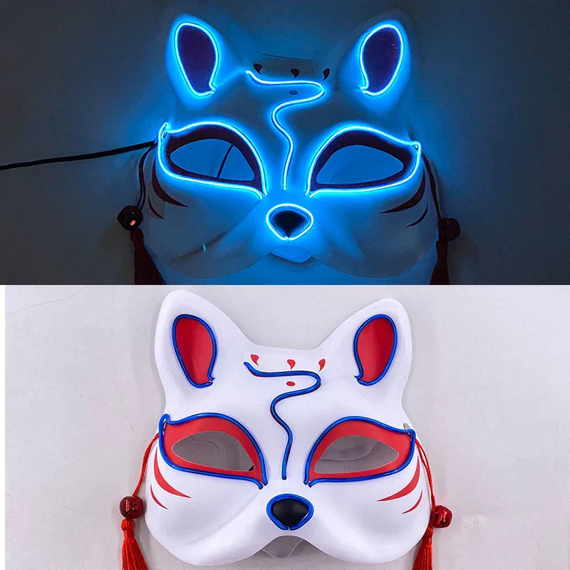 Luminous LED Japanese Fox Mask - blue 8 - All Products - Masks - 12 - 2024