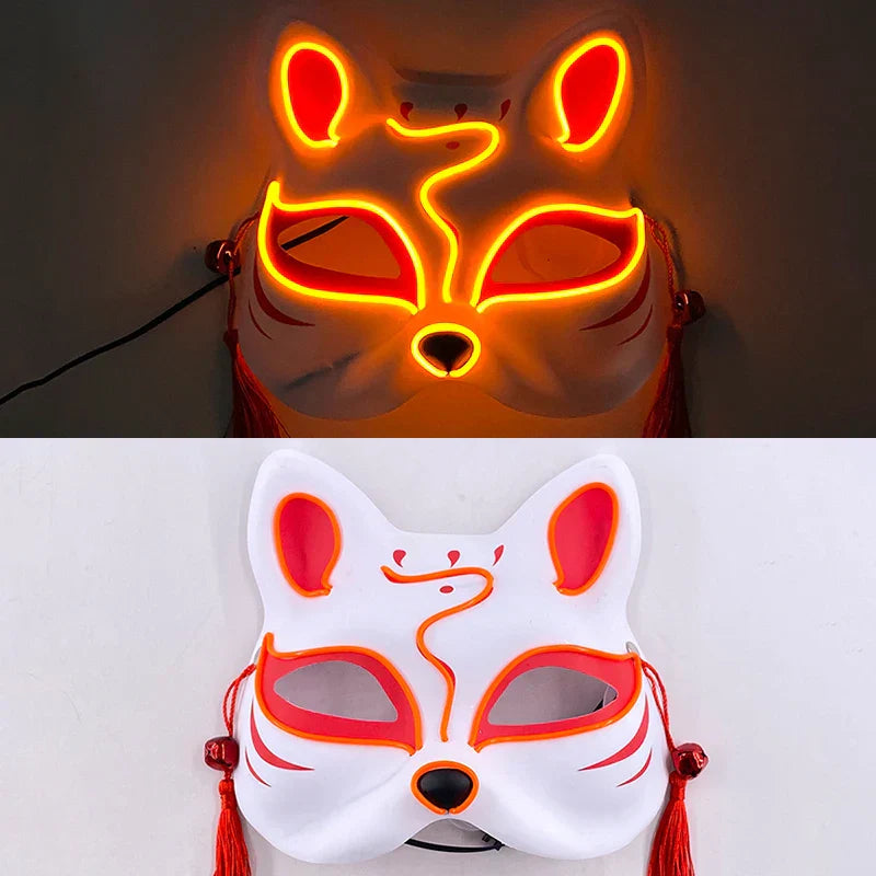 Luminous LED Japanese Fox Mask - orange 6 - All Products - Masks - 14 - 2024