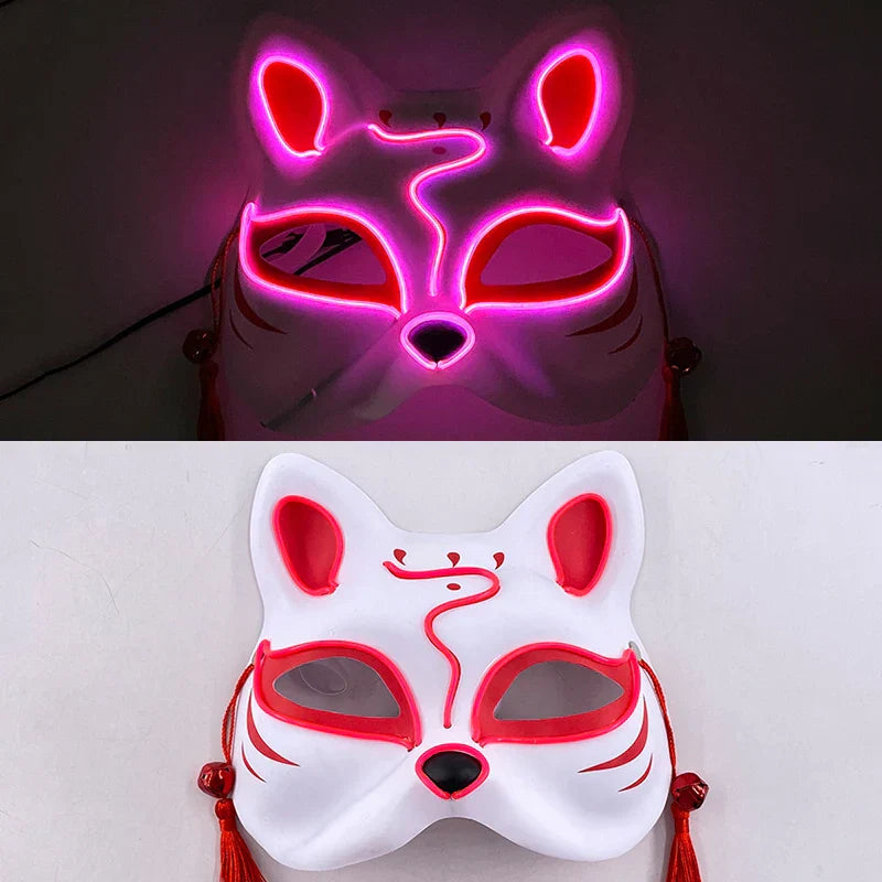 Luminous LED Japanese Fox Mask - pink 4 - All Products - Masks - 16 - 2024