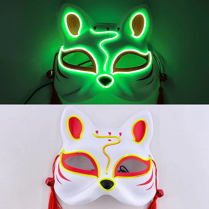 Luminous LED Japanese Fox Mask - lemon green 2 - All Products - Masks - 18 - 2024