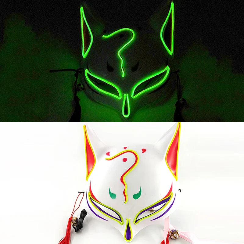 Luminous LED Japanese Fox Mask - lemon green 12 - All Products - Masks - 20 - 2024