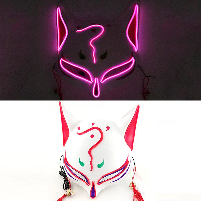 Luminous LED Japanese Fox Mask - pink 14 - All Products - Masks - 22 - 2024