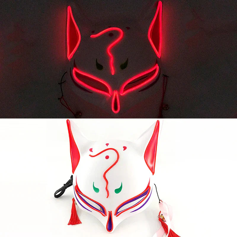 Luminous LED Japanese Fox Mask - red 15 - All Products - Masks - 23 - 2024