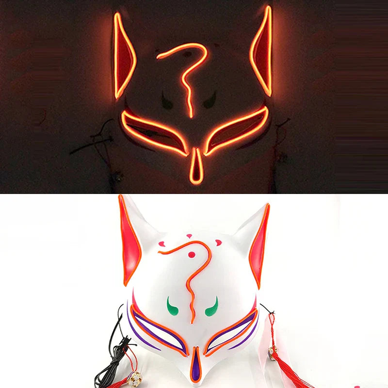 Luminous LED Japanese Fox Mask - orange 16 - All Products - Masks - 24 - 2024