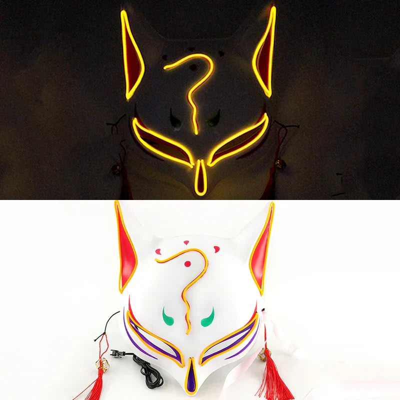 Luminous LED Japanese Fox Mask - yellow 17 - All Products - Masks - 25 - 2024