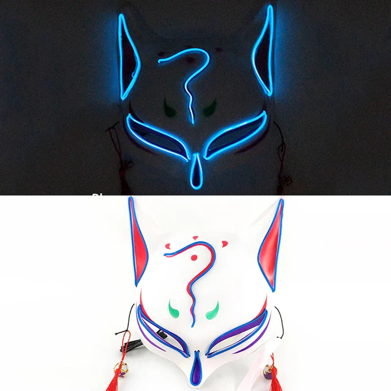 Luminous LED Japanese Fox Mask - blue 18 - All Products - Masks - 26 - 2024