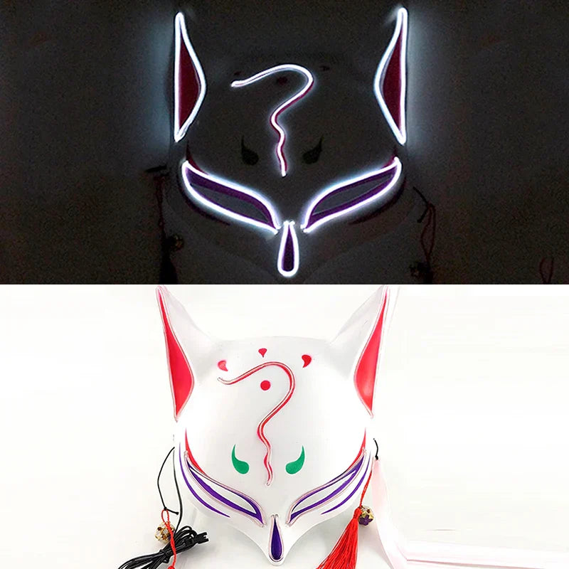 Luminous LED Japanese Fox Mask - white 19 - All Products - Masks - 27 - 2024