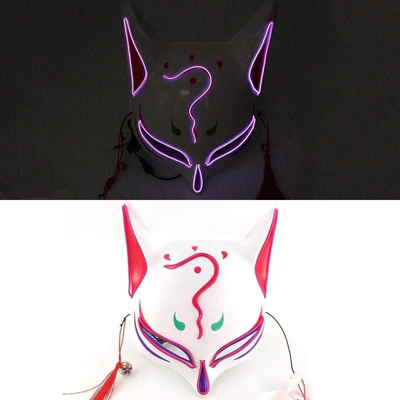 Luminous LED Japanese Fox Mask - purple 20 - All Products - Masks - 28 - 2024