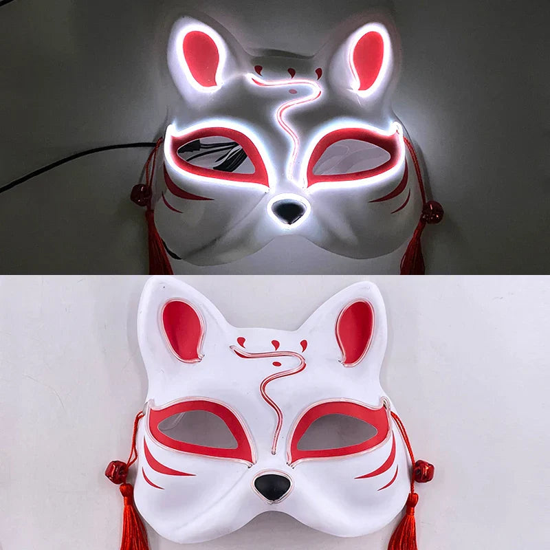 Luminous LED Japanese Fox Mask - white 9 - All Products - Masks - 9 - 2024