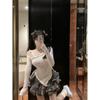 Japanese Kawaii 2-Piece Set - Long Sleeve Crop Top and A-Line Mini Skirt - Bottoms - 2