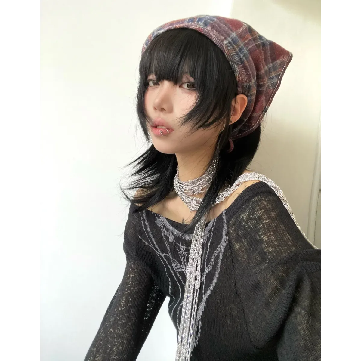 Japanese Knitted Grunge Tattoo Print Long Sleeve T-shirt - T-Shirts - 15