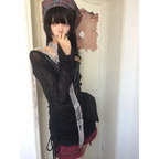 Japanese Knitted Grunge Tattoo Print Long Sleeve T-shirt - T-Shirts - 18