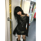 Japanese Knitted Grunge Tattoo Print Long Sleeve T-shirt - T-Shirts - 11