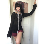 Japanese Knitted Grunge Tattoo Print Long Sleeve T-shirt - T-Shirts - 12