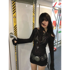 Japanese Knitted Grunge Tattoo Print Long Sleeve T-shirt - T-Shirts - 10