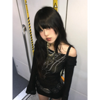 Japanese Knitted Grunge Tattoo Print Long Sleeve T-shirt - T-Shirts - 8