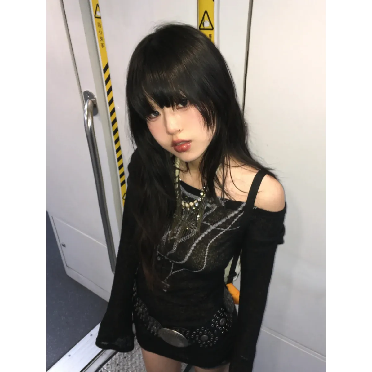 Japanese Knitted Grunge Tattoo Print Long Sleeve T-shirt - T-Shirts - 8