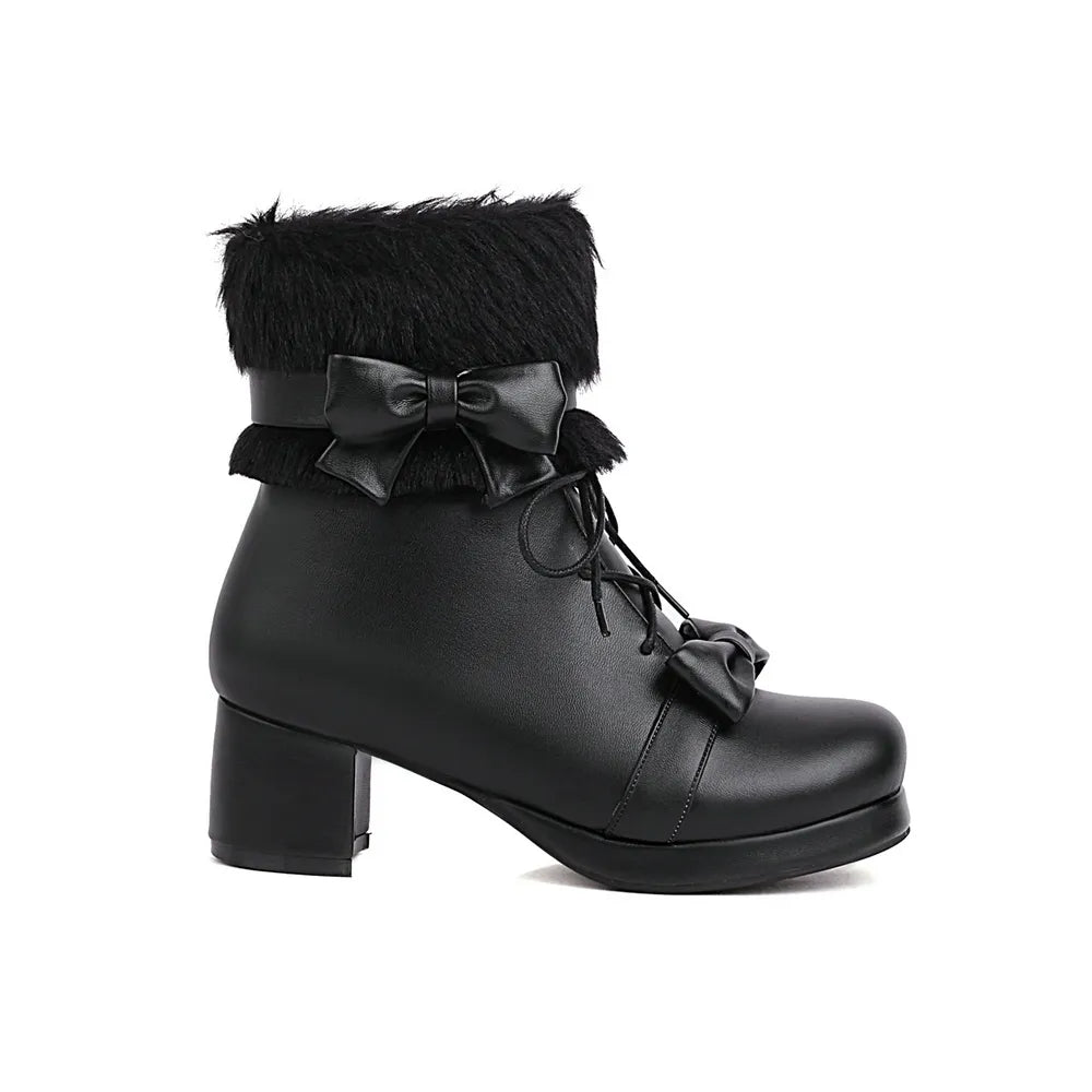 Japanese Lolita Fluffy Ankle Boots for Winter - Cosplay - Shoes - 4 - 2024