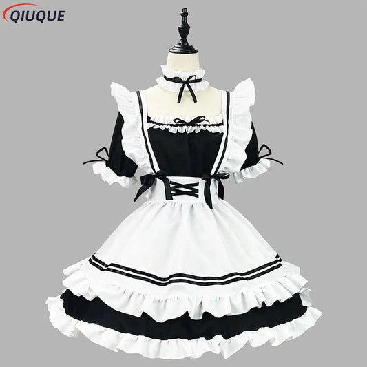 Japanese Maid Uniform Cosplay Costume - Lovely Lolita Dress - Sweet Cat Cafe Princess - Black / S - All Dresses