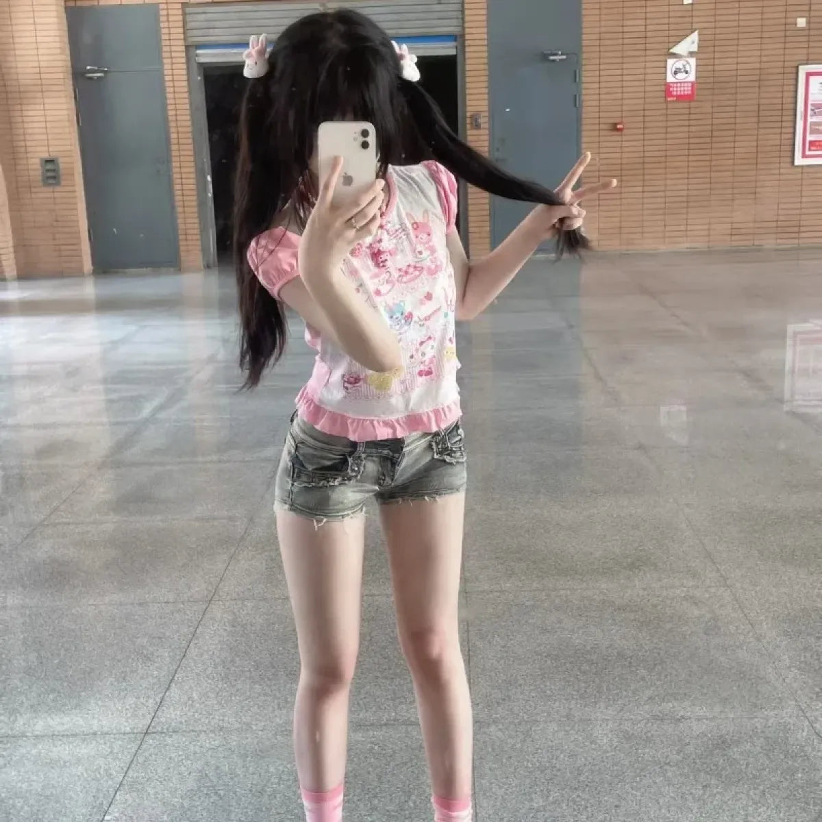 Cute Japanese Print T-Shirt – Colorful Kawaii Summer Top for Girls - T-Shirts - Short - Round - T-Shirt - 5