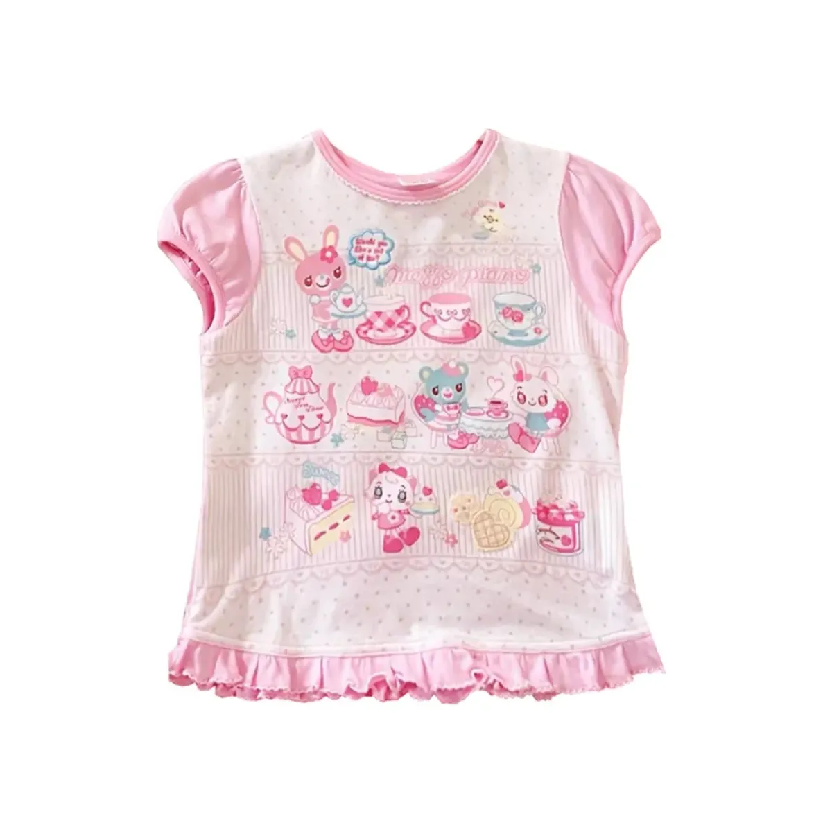 Cute Japanese Print T-Shirt – Colorful Kawaii Summer Top for Girls - T-Shirts - Short - Round - T-Shirt - 1