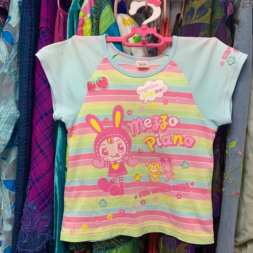 Vintage Striped Crop Top – Japanese Y2K Style Casual Tee - T-Shirts - Short - Crop Tops - 3