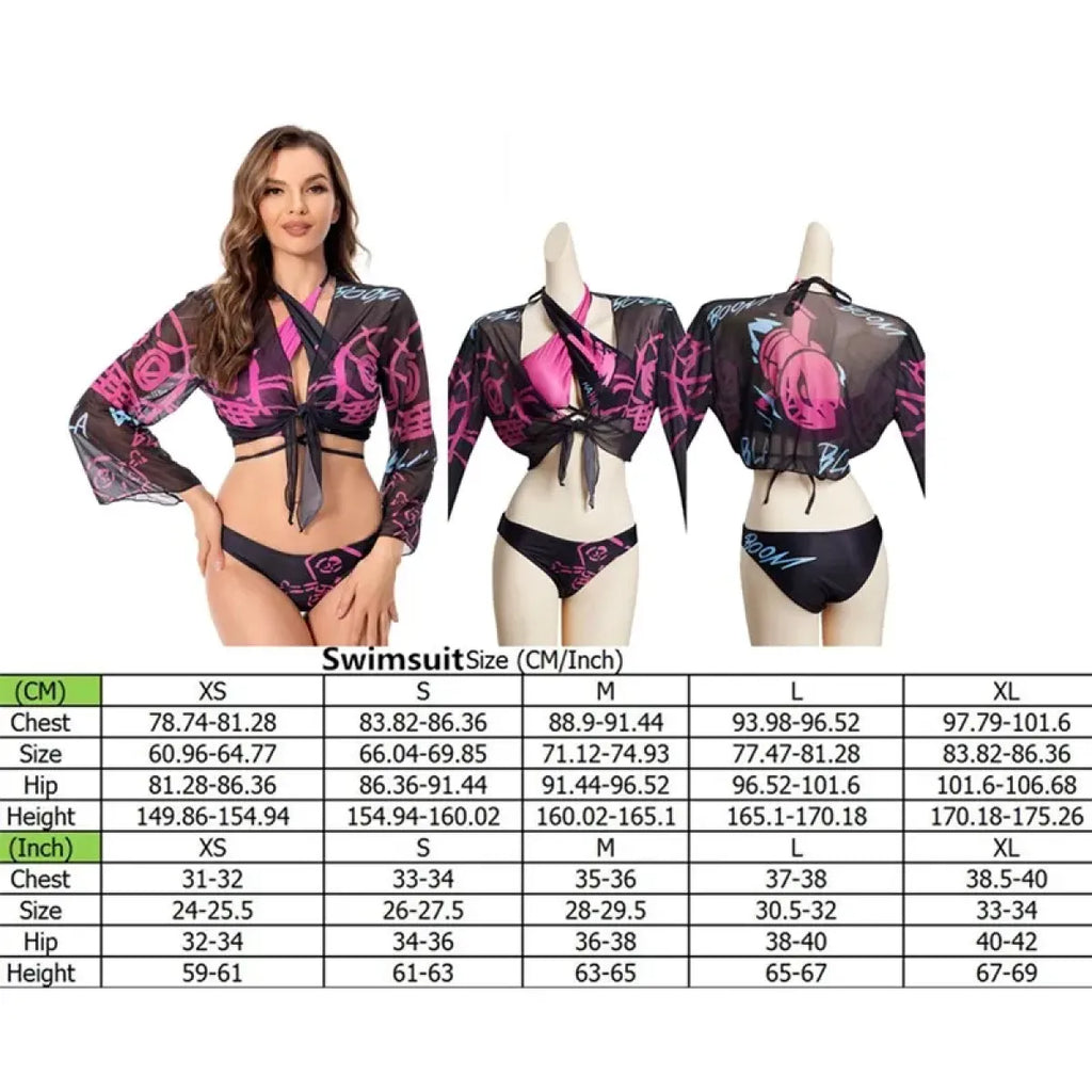 LoL Jinx Swimsuit Cosplay - Two-Piece Bikini for Summer & Halloween - Cosplay - 9