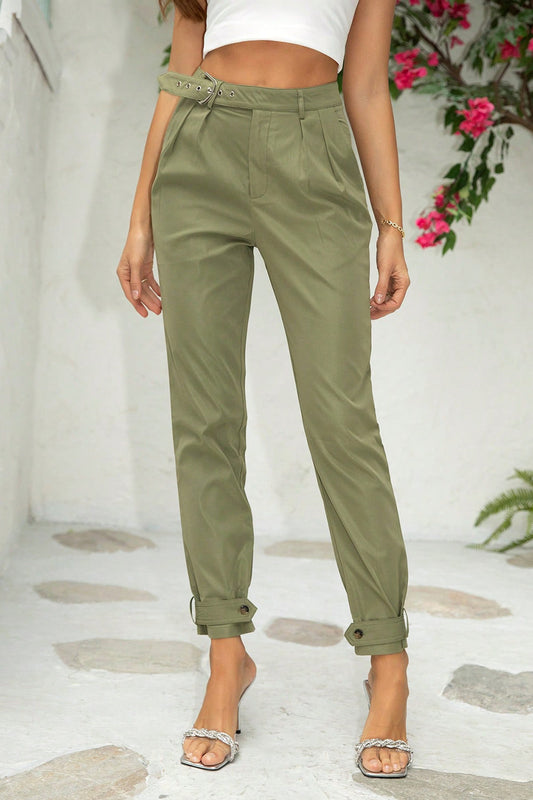 Belt Detail Jogger Pants - Green / XS - Bottoms - Pants - 1 - 2024