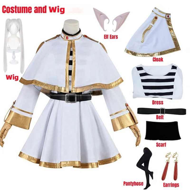 Frieren: Beyond Journey’s End Cosplay Costume – Dress with Wig & Accessories - Costume and Wig / XS - All Dresses