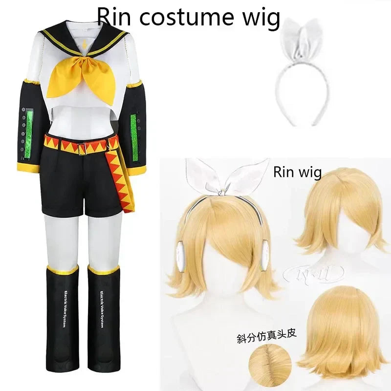 Kagamine Rin & Len Cosplay Costume JK Uniform Set - Rin costume wig / XS - Anime - Costumes - 8 - 2024