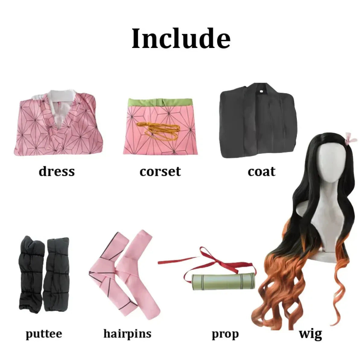 Kamado Nezuko Cosplay Costume Set with Wig - Anime - Cosplay - 4