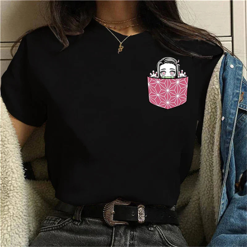 Demon Slayer Kamado Nezuko Short Sleeve Tops - Black / S - T-Shirts - Shirts & Tops - 3 - 2024