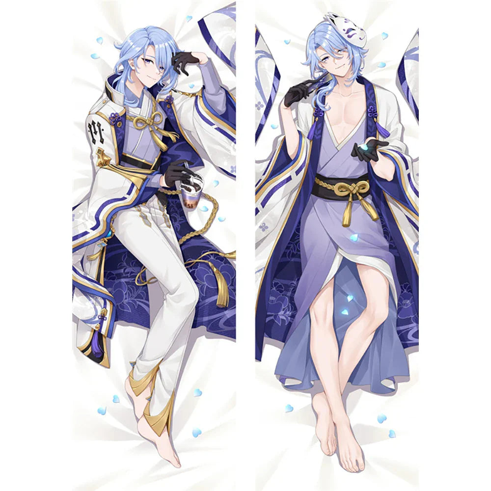 Kamisato Ayato Genshin Impact 180cm Dakimakura - Otaku Pillow Cushion Cover - WHITE / 100x34 cm Peach Skin - Dakimakura