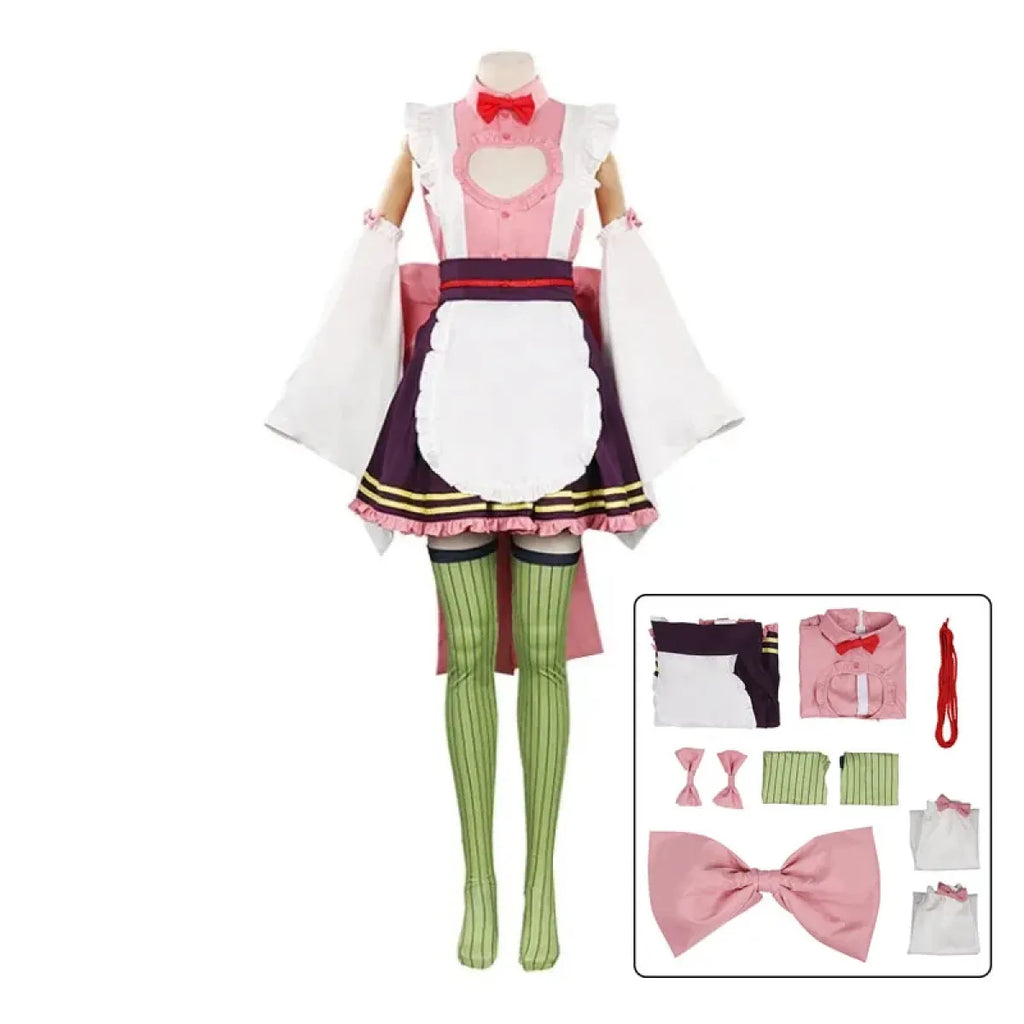 Kanroji Mitsuri Cosplay Maid Apron Dress Set - All Dresses - Cosplay - 5