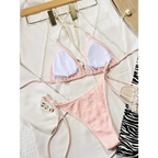 Pearl Halter Knit Bikini Set – Kawaii Beach Swimwear - Swimsuits - Strapless - Swimwear - 2