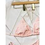 Pearl Halter Knit Bikini Set – Kawaii Beach Swimwear - Swimsuits - Strapless - Swimwear - 3