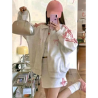 Kawaii Bow Tracksuit – Striped Sweatshirt & Casual Pants - Bottoms - Clothing Sets - 6