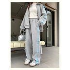 Kawaii Bow Tracksuit – Striped Sweatshirt & Casual Pants - Bottoms - Clothing Sets - 4