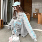 Kawaii Bow Tracksuit – Striped Sweatshirt & Casual Pants - Bottoms - Clothing Sets - 7