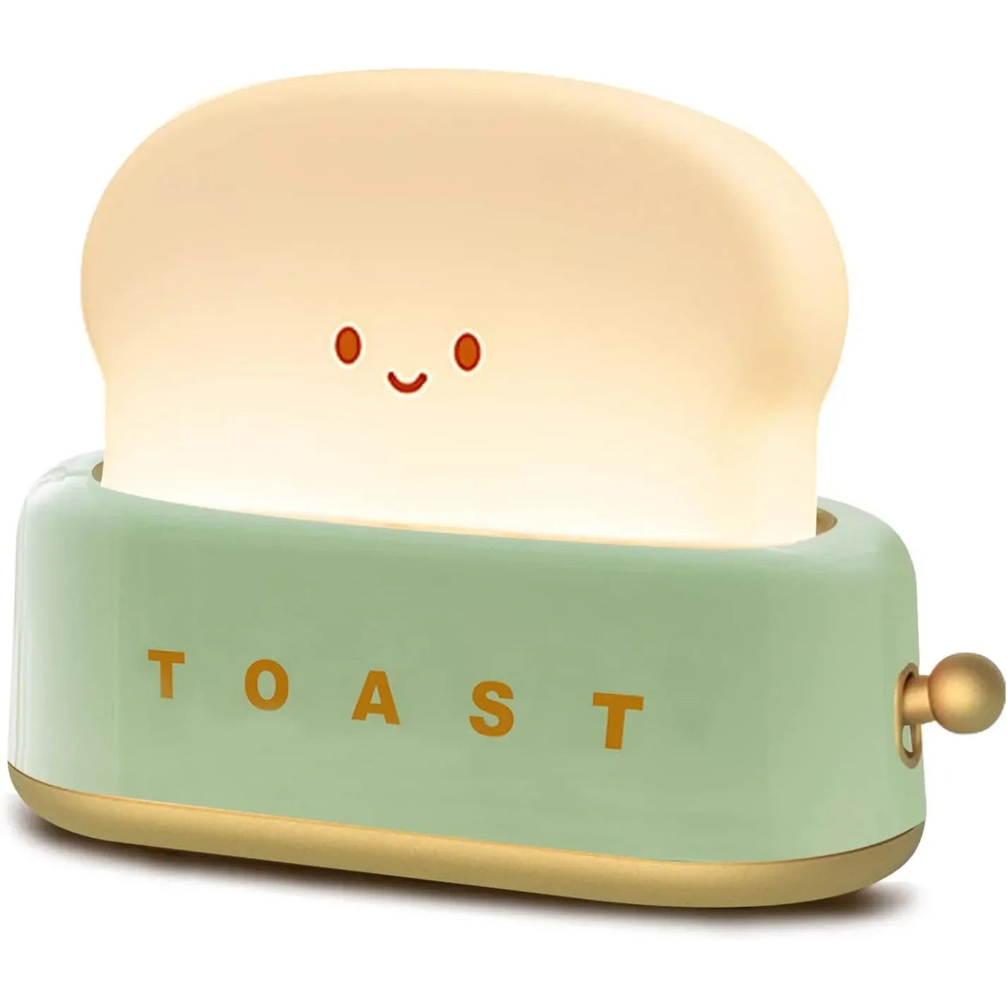 Toast LED Night Light – Kawaii Bread Lamp with Timer & Adjustable Brightness - Green / USB Plug - Stationary & More