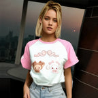 Kawaii Bunny Print T-Shirt – Harajuku Yume Cute Aesthetic - T-Shirts - Long - Round - T-Shirts - 3