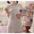 Kawaii Bunny Print T-Shirt – Harajuku Yume Cute Aesthetic - T-Shirts - Long - Round - T-Shirts - 7