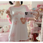 Kawaii Bunny Print T-Shirt – Harajuku Yume Cute Aesthetic - T-Shirts - Long - Round - T-Shirts - 7