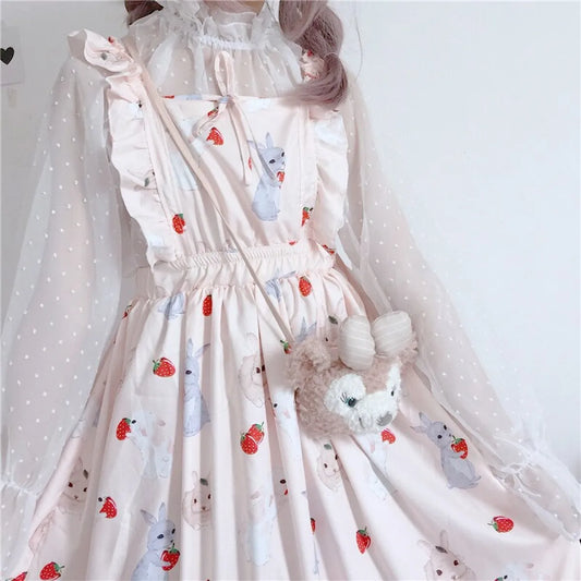 Kawaii Bunny Strawberry Lolita Dress - All Dresses - 6