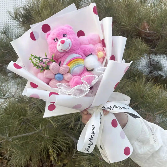 Kawaii Care Bear Plush Bouquet – Cute Gift for Kids & Birthday - Pink - Plushies - Stuffed Animals - 2025 - 3