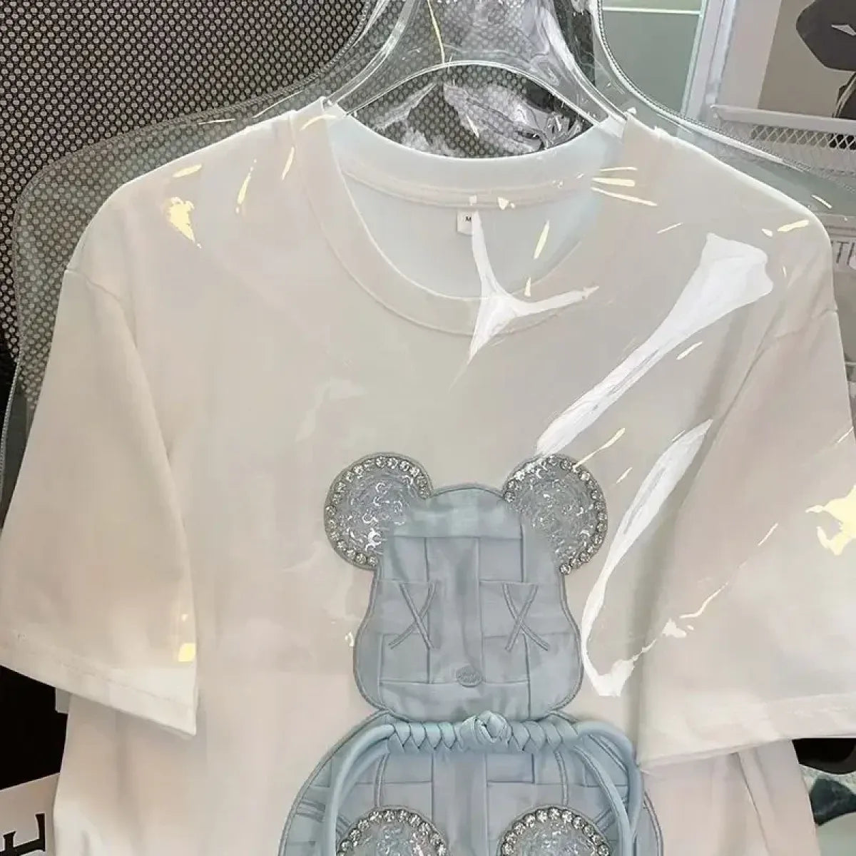 Kawaii Cartoon Diamond Bear Beaded T-Shirt - T-Shirts - 3